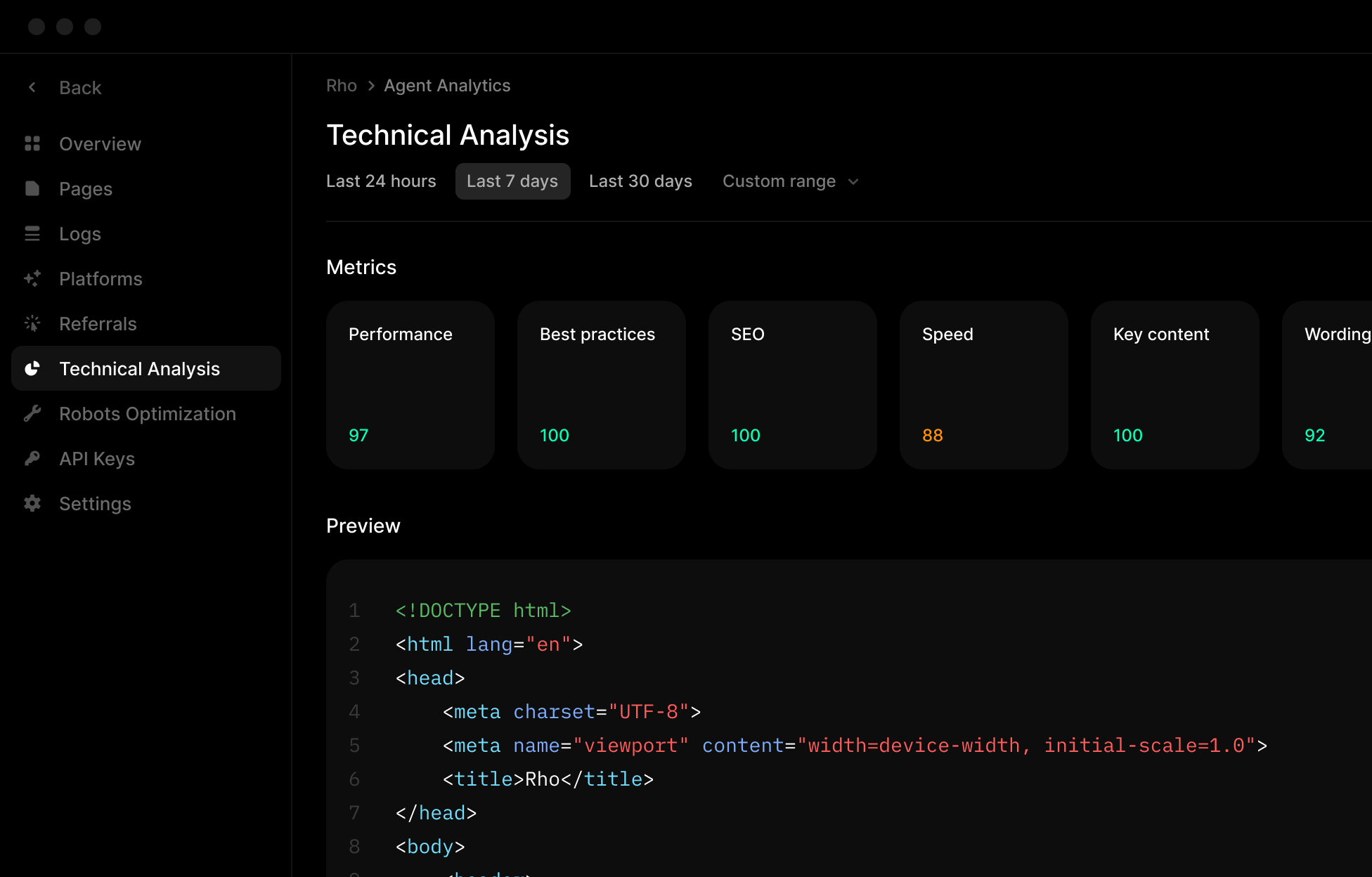 Agent Analytics Dashboard Preview